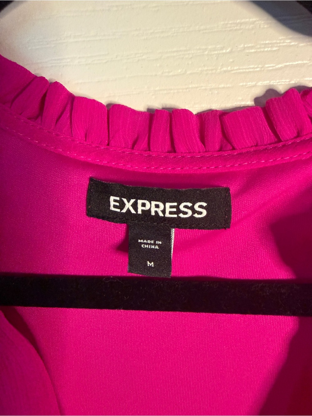 Express Hot Pink Ruffled Neck Blouse - Picture 3 of 3